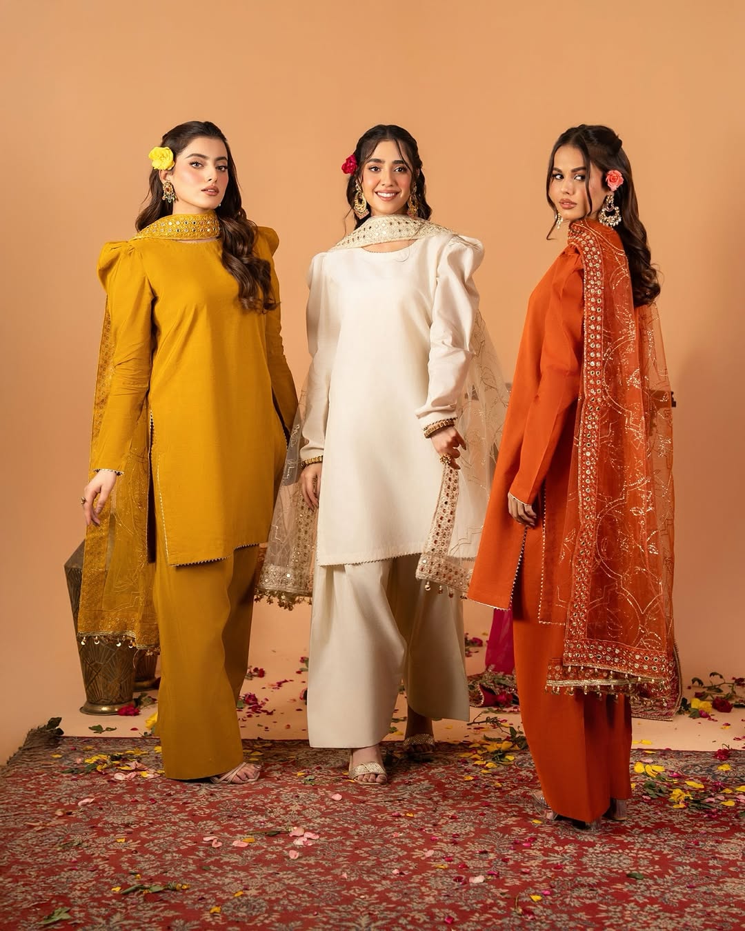 Elegant Mustard white Embroidered Straight Kurta Set with Matching Palazzo and Net Dupatta – Perfect Ethnic Wear for Haldi, Festive & Day Events