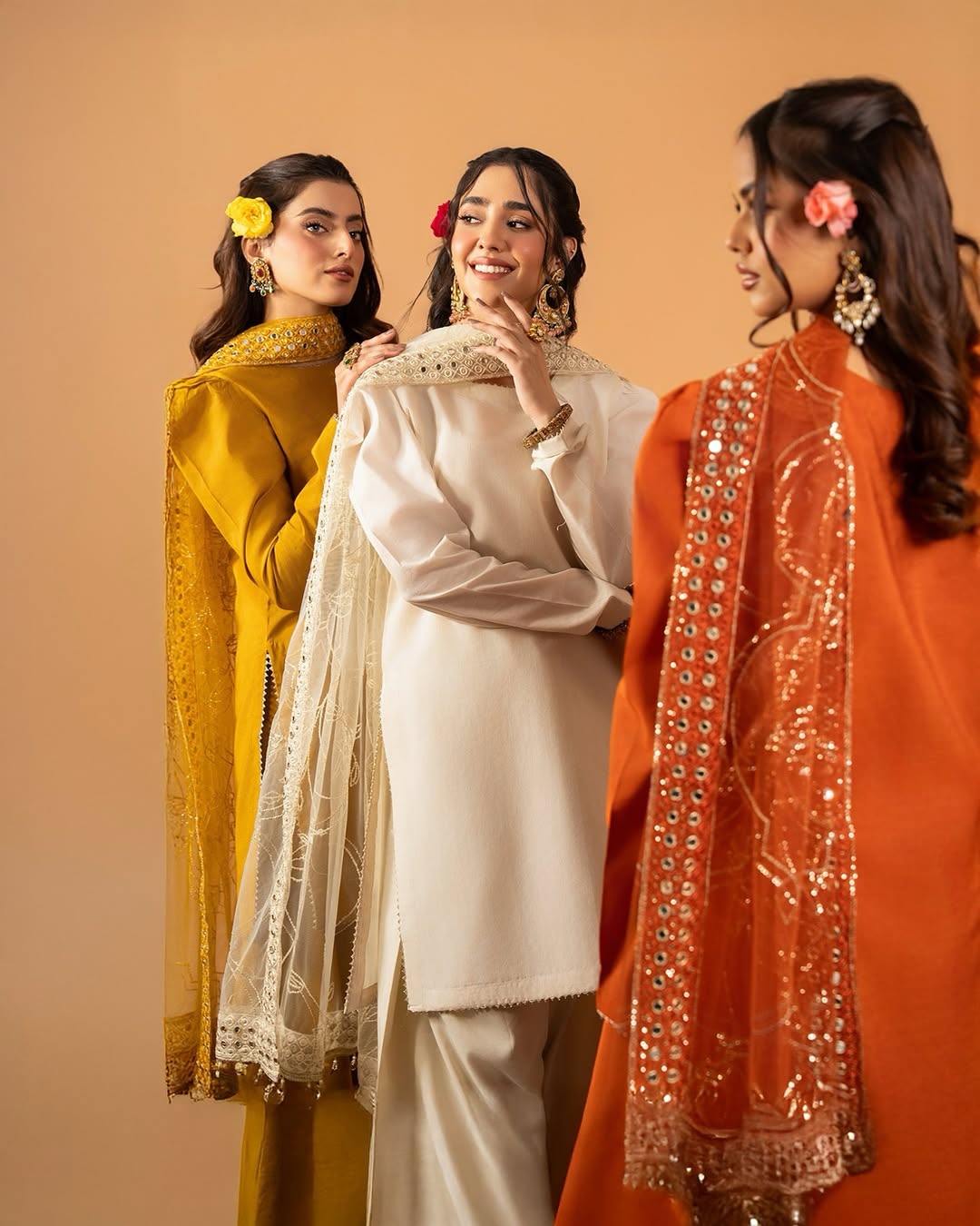 Elegant Mustard white Embroidered Straight Kurta Set with Matching Palazzo and Net Dupatta – Perfect Ethnic Wear for Haldi, Festive & Day Events