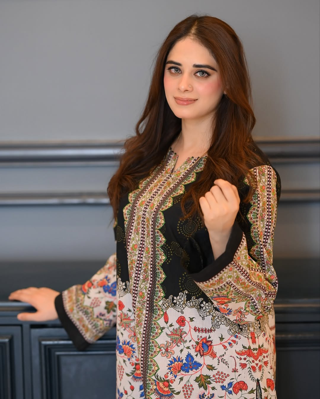 "Elegant  Printed Lawn Kurti for Women with Intricate Floral Patterns, Straight Long Shirt Design, and Comfortable Fabric – Perfect for Casual, Office, and Everyday Wear