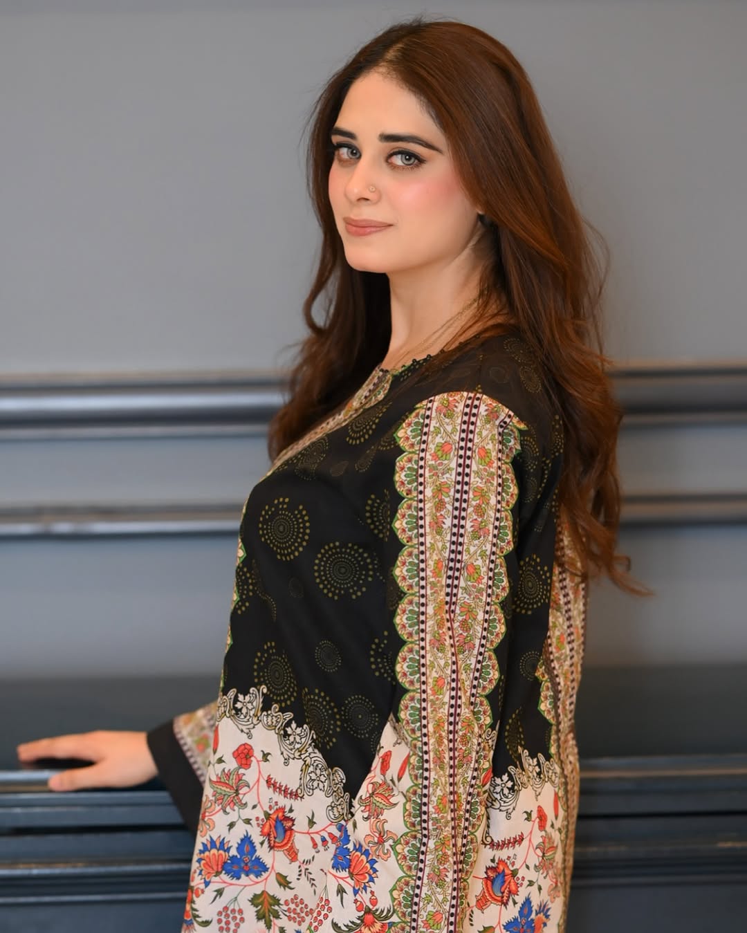 "Elegant  Printed Lawn Kurti for Women with Intricate Floral Patterns, Straight Long Shirt Design, and Comfortable Fabric – Perfect for Casual, Office, and Everyday Wear