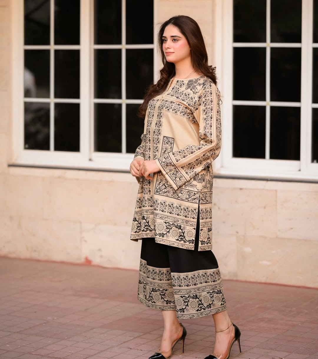 "Elegant  Printed Lawn Kurti for Women with Intricate Floral Patterns, Straight Long Shirt Design, and Comfortable Fabric – Perfect for Casual, Office, and Everyday Wear