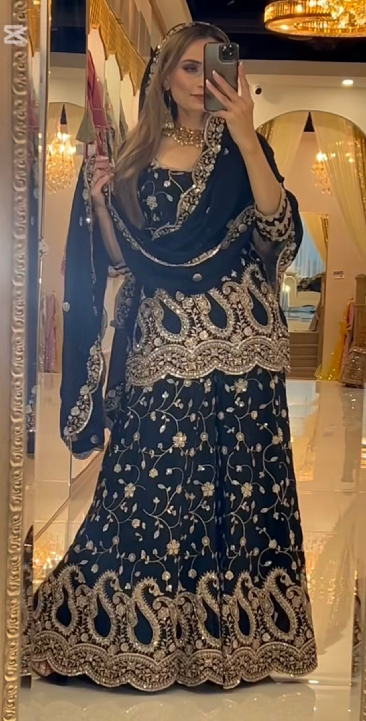 Elegant Black Heavy Embroidered Sharara Suit with Golden Zari & Sequin Work and Matching Dupatta – Premium Wedding & Party Wear Collection