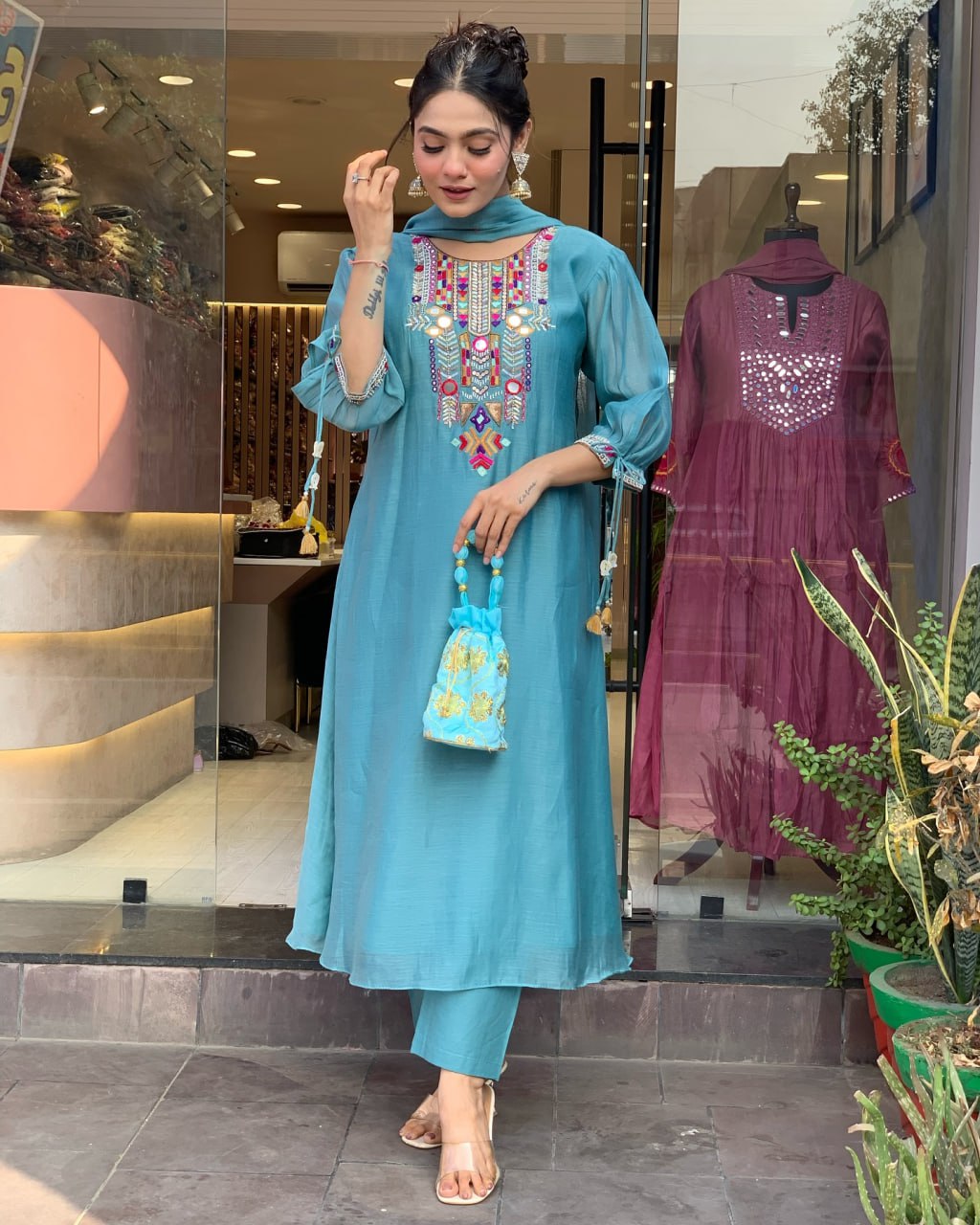 Elegant Kurti with Pant & Dupatta | Stylish Ethnic Set for Women