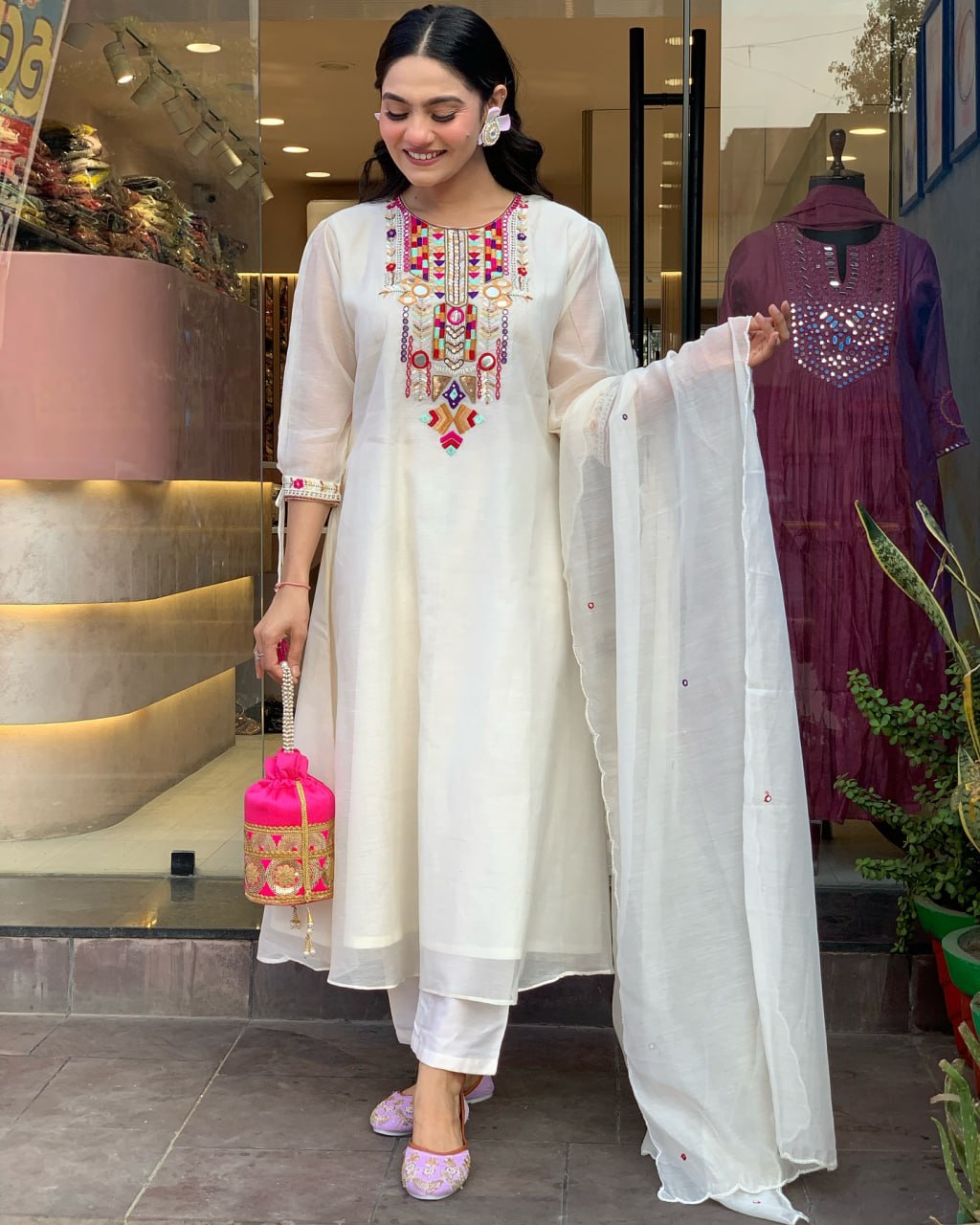 Elegant Kurti with Pant & Dupatta | Stylish Ethnic Set for Women