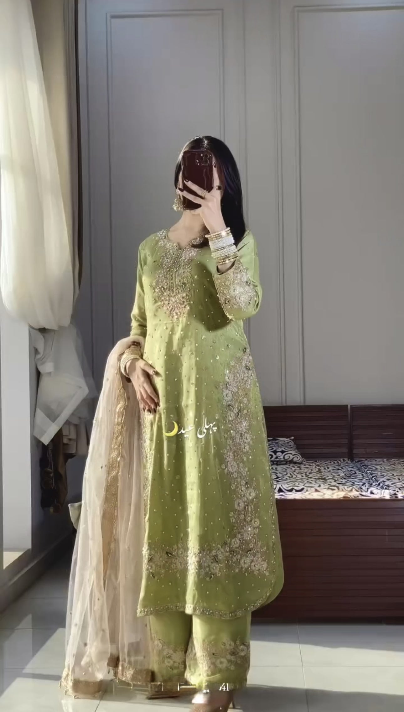 Elegant Heavy Embroidered Kurti with Dupatta & Palazzo – Perfect for Eid & Wedding Functions