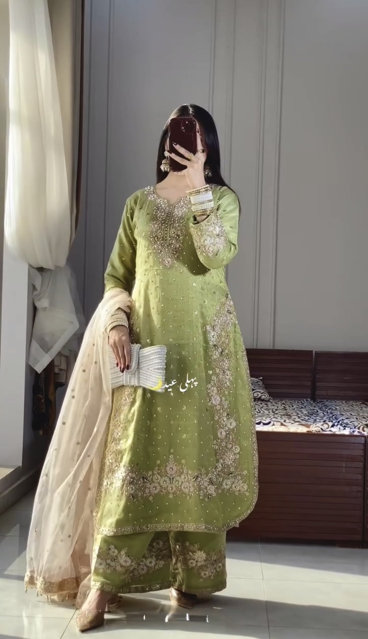 Elegant Heavy Embroidered Kurti with Dupatta & Palazzo – Perfect for Eid & Wedding Functions