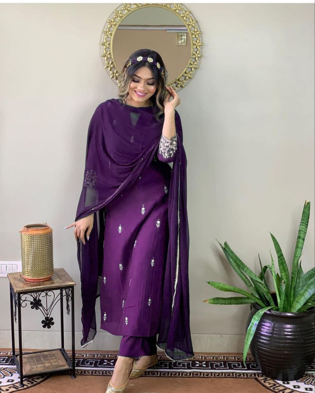 Royal Purple Women’s Embroidered Kurta Set with Dupatta | Elegant Party Wear & Festive Traditional Outfit | Stylish Ethnic Suit for Wedding, Festival & Special Occasions