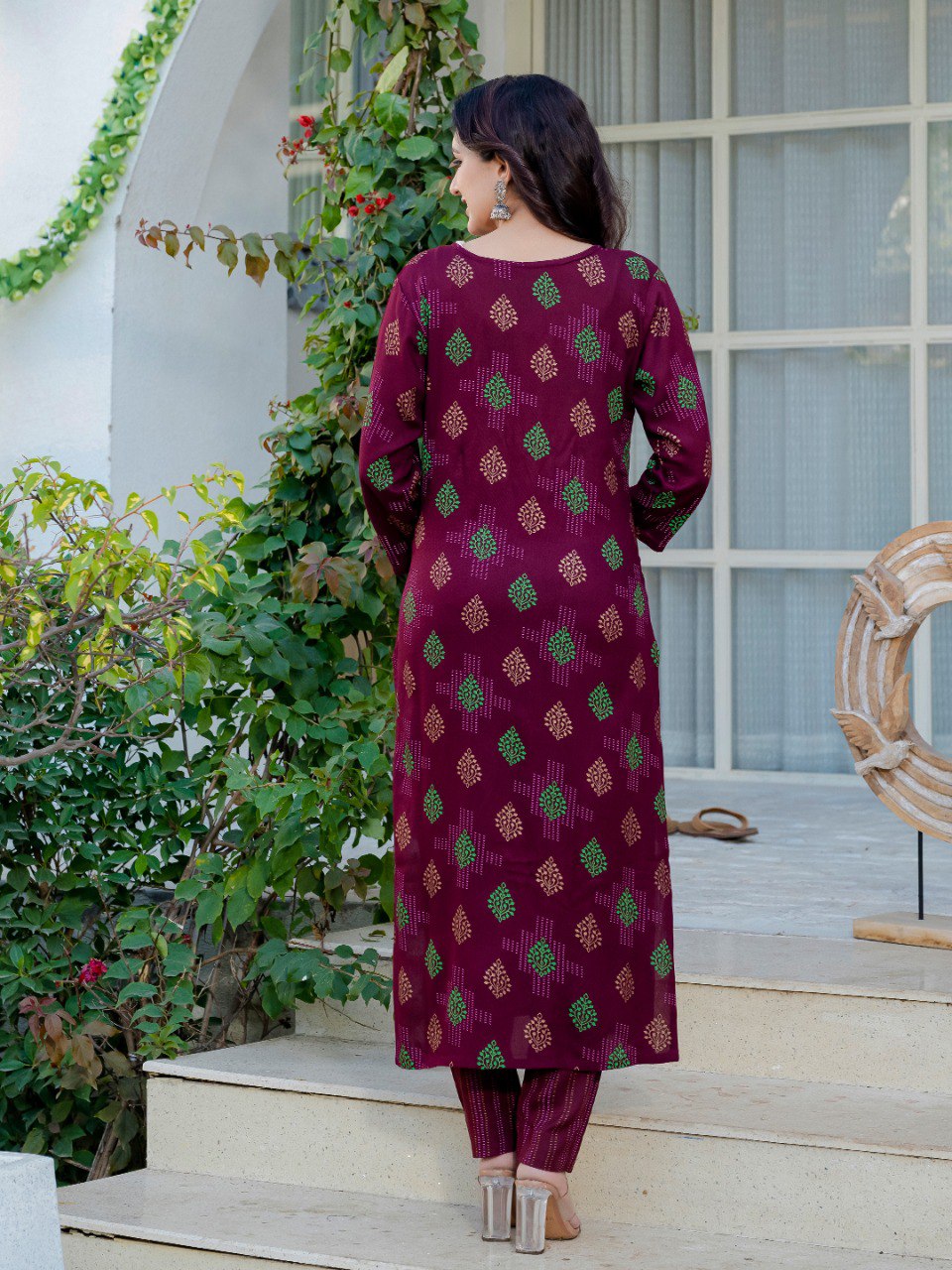Classic Printed Kurta Suit Set with Matching Bottoms and Dupatta – Perfect for Office & Gatherings