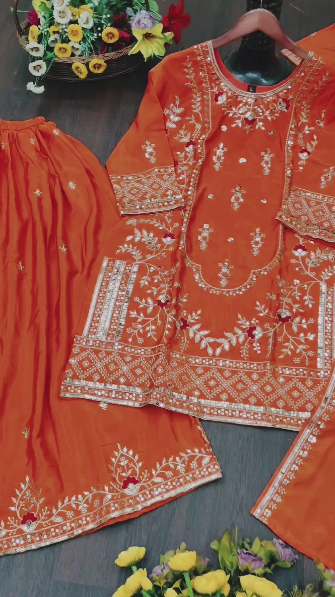 Premium  Sharara Set with Golden Embroidery Detailing, Long Kurta and Matching Dupatta – Ideal for Party, Mehndi & Festive Wear