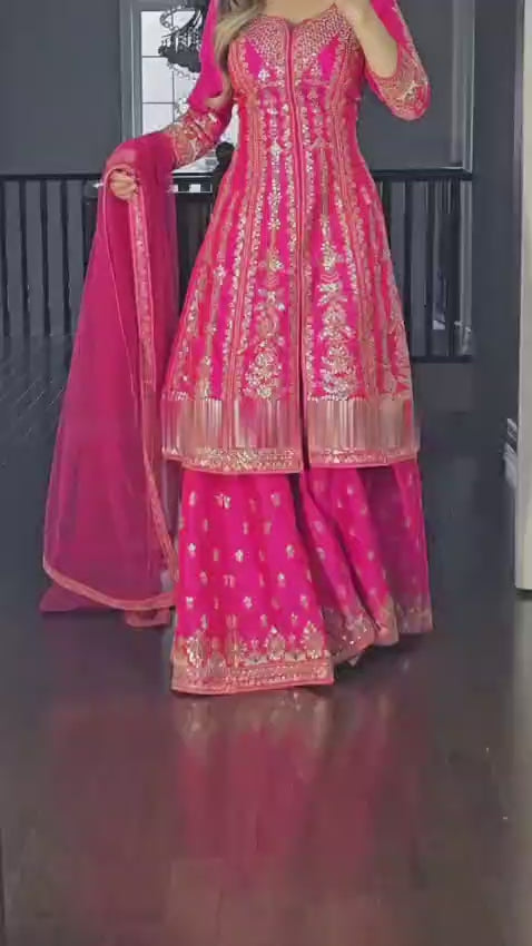 Vastrawear's New Party Wear Look Top-Plazzo and Dupatta With Heavy Embroidery WorK