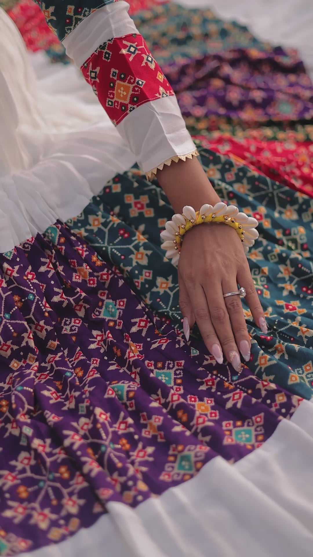 Women’s White Lehenga Choli with Colorful Embroidery & Patchwork Dupatta | Ethnic Ghagra Choli for Wedding, Navratri & Festive Wear